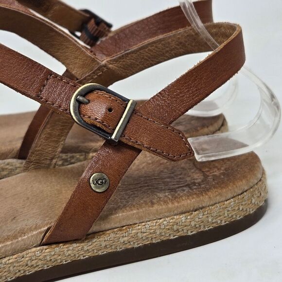 UGG Australia Women Larisa Flat Sandals Ankle Strap Buckle Leather Brown 7.5M - Picture 7 of 15